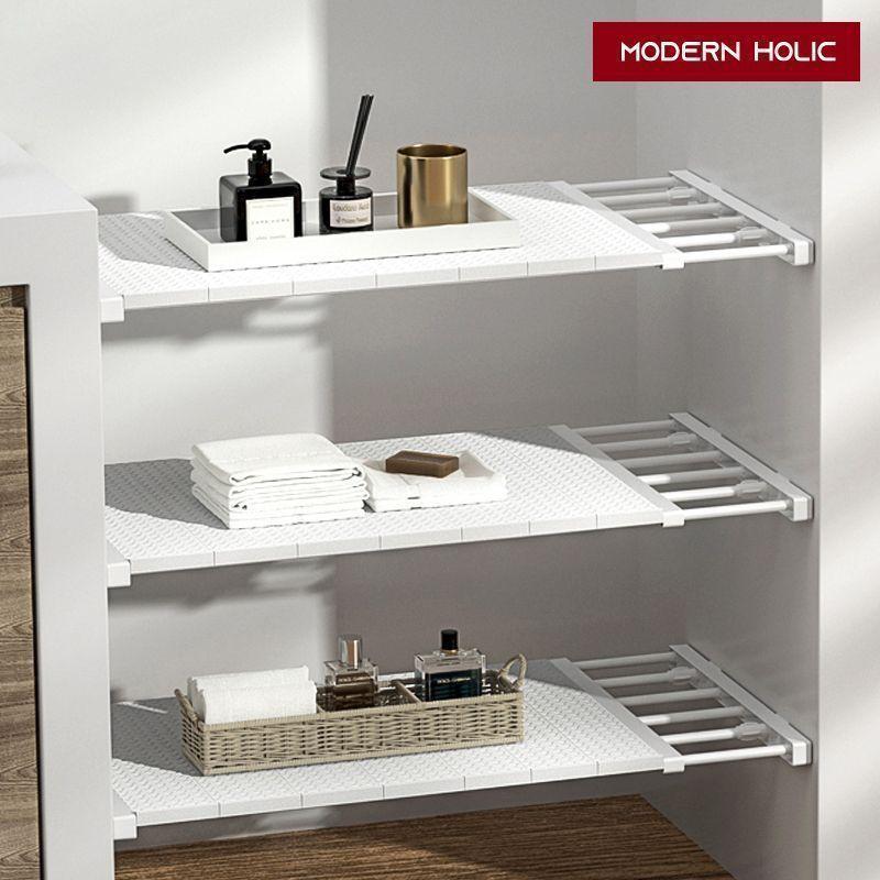 모던홀릭 다용도 압축선반 압축봉 옷장 화이트