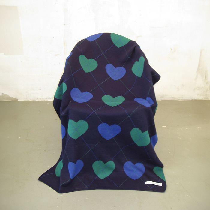 HEART ARGYLE BLANKET NAVY