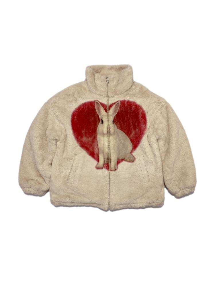 Rabbit Heart Fur Jacket IVORY