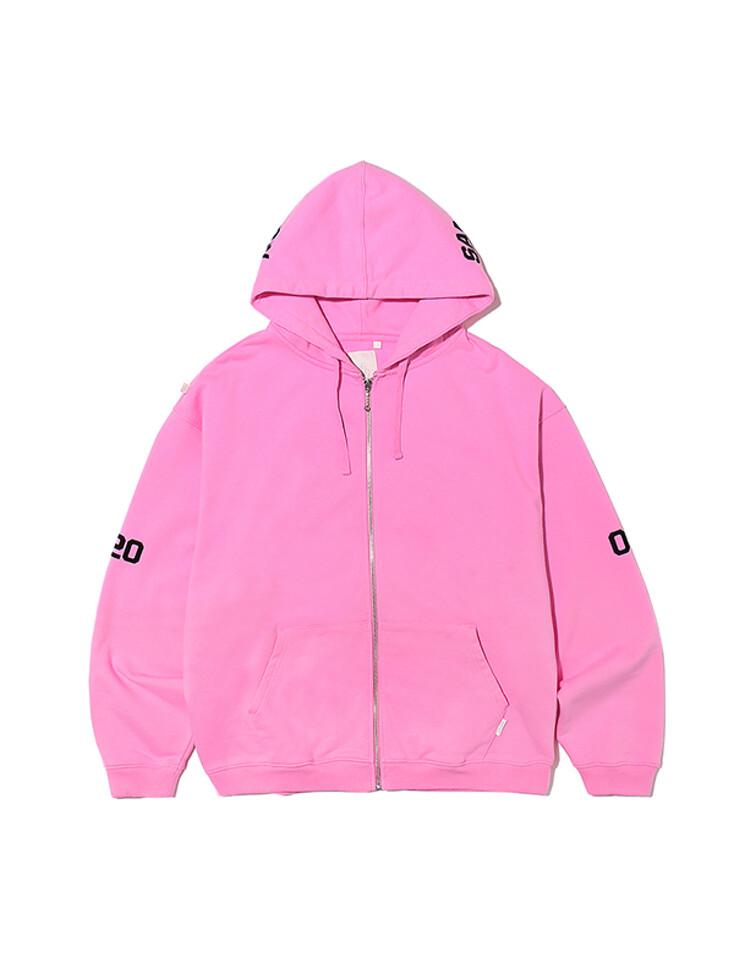 SAME SHIT ZIP UP HOODED SWEATSHIRT PINK