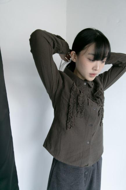 오무수히 frill natural cotton shirt(2colors)