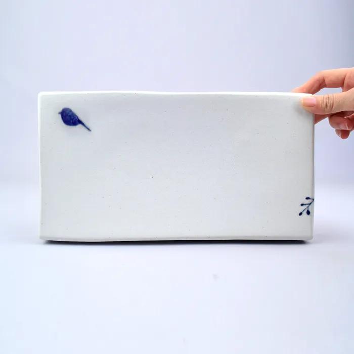 [사푼]달파랑새 직사각 양면굽접시, 오마카데, 초밥, 디저트 접시 (중)