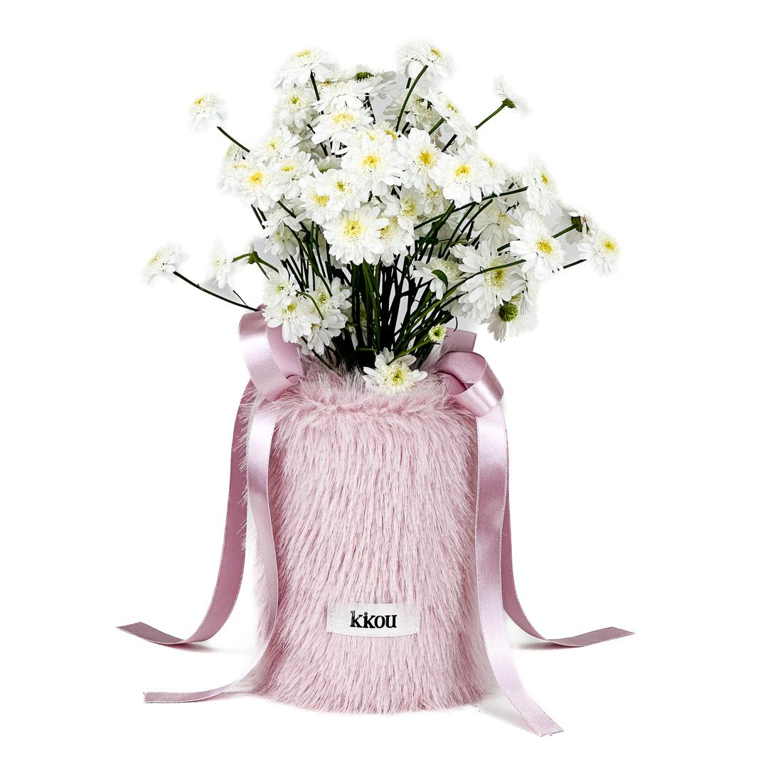 FURRY RIBBON VASE COVER (BABY PINK) S