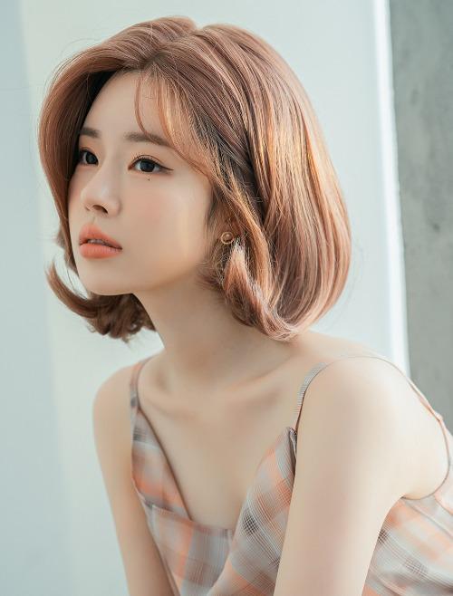 여성 수제 통가발 긴앞머리 플럼펌 (로즈핑크)