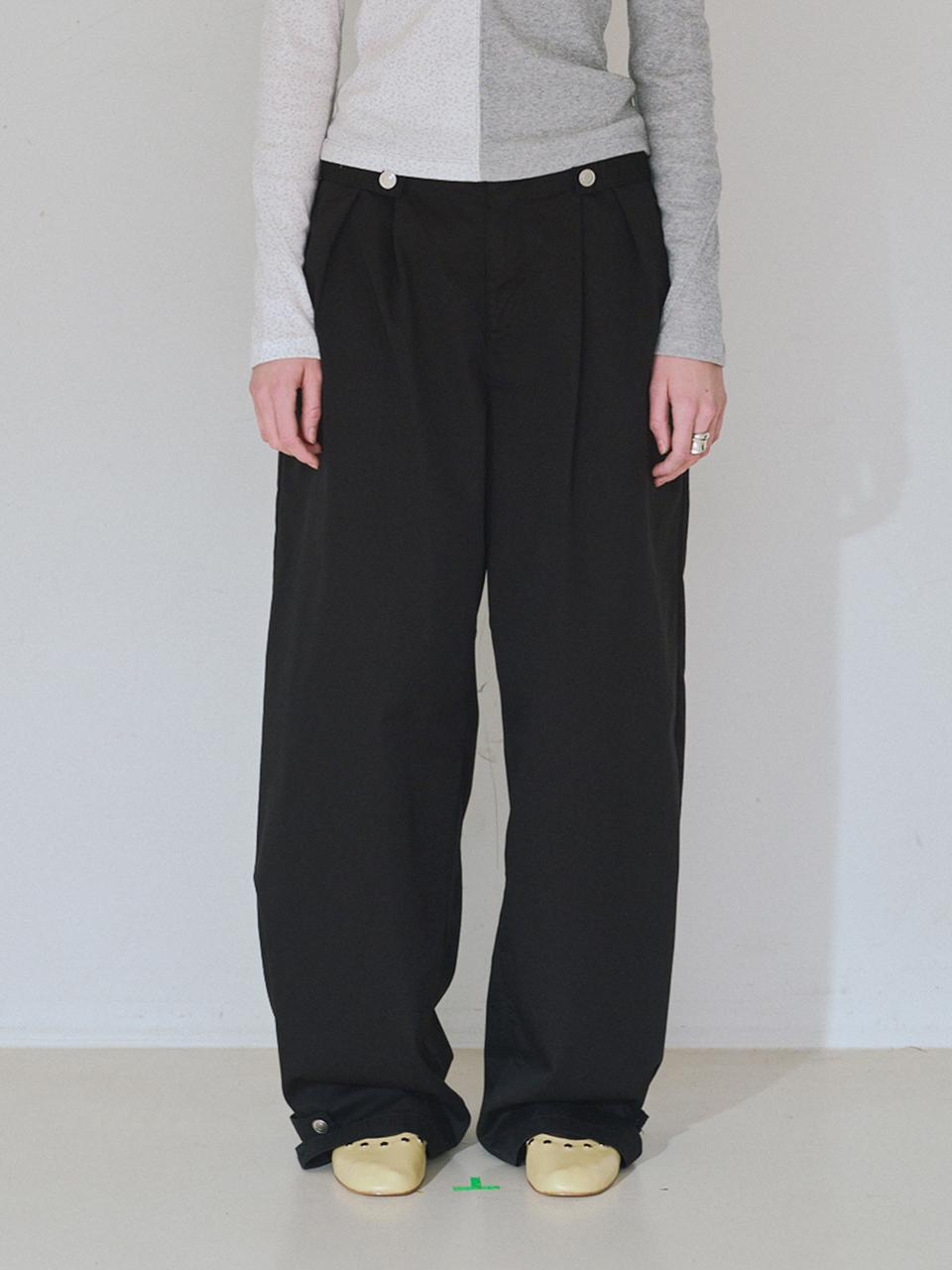 Pintuck Wide Trousers [Black]