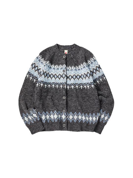 [2nd] W NORDIC ROUND CARDIGAN [DEEP GRAY]