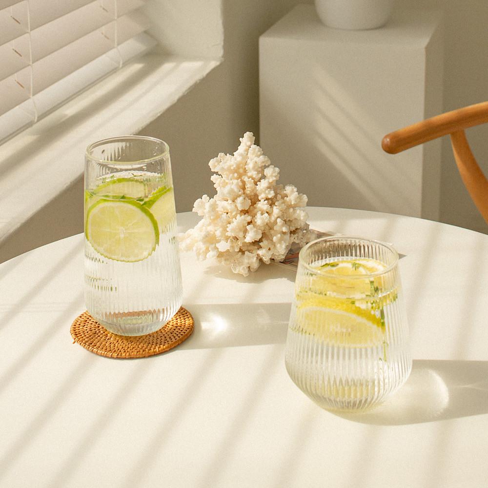 플릿 플리츠 유리 글라스 물 홈카페 컵 아이스커피잔 하이볼 온더락잔