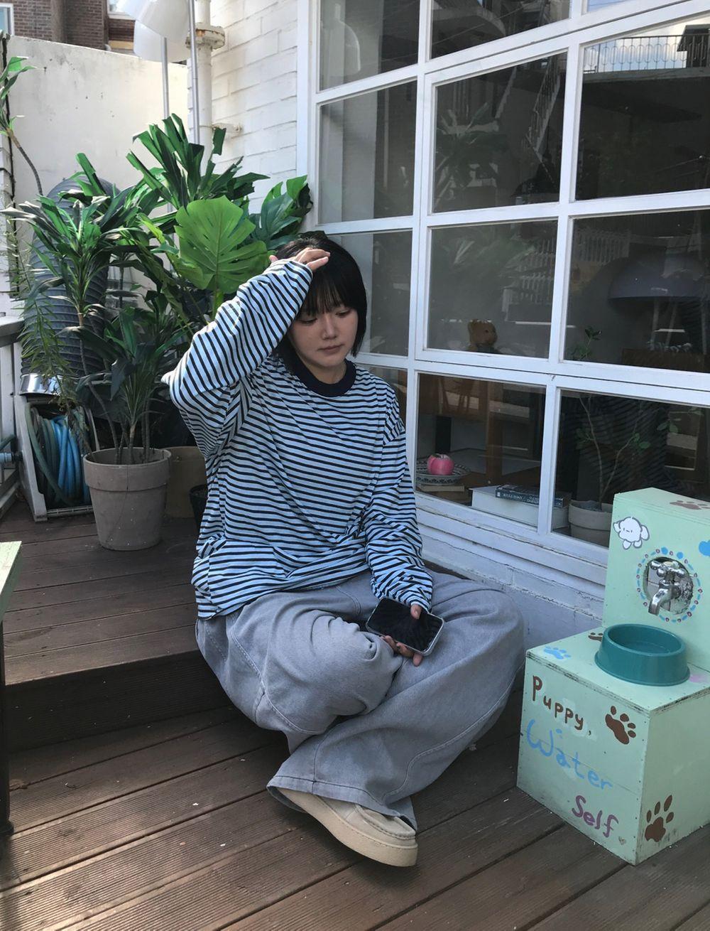 리온 [unisex]풀리 단가라 긴팔티(2color)