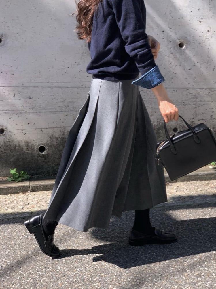 울 플리츠 스커트 (베이지,그레이,블랙)