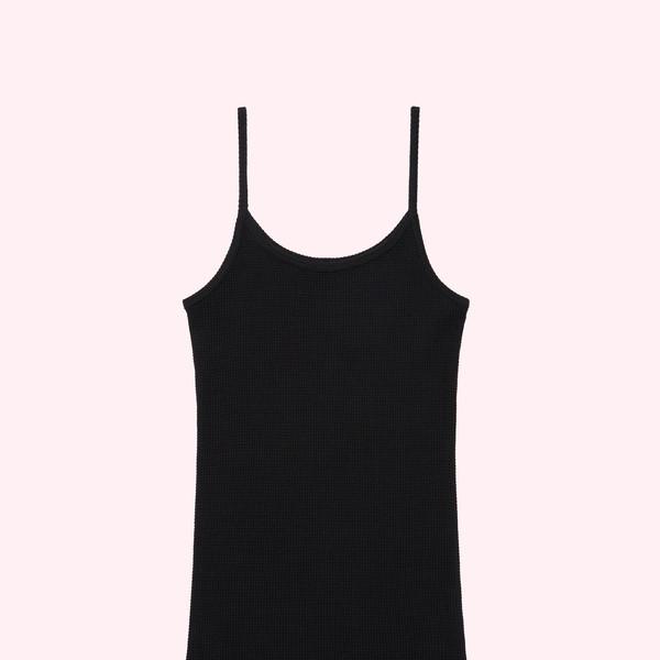 Waffle sleeveless shirt (black)