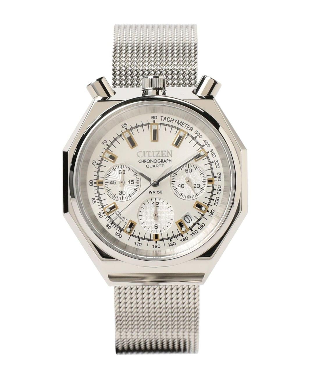 시티즌 x 빔즈 메탈 손목시계 츠노 크로노 실버 투톤