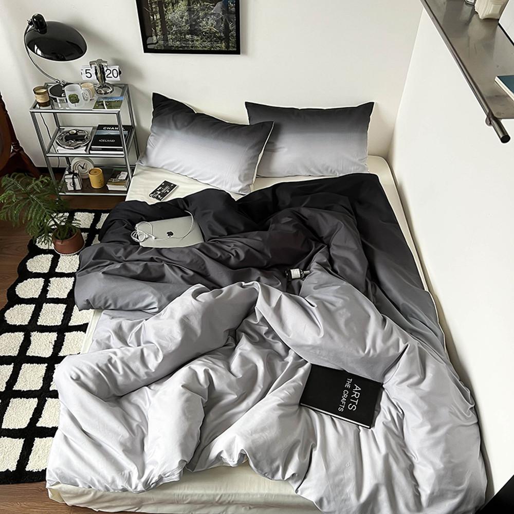 블랙 그라데이션 코튼 침구 커버 세트 4피스