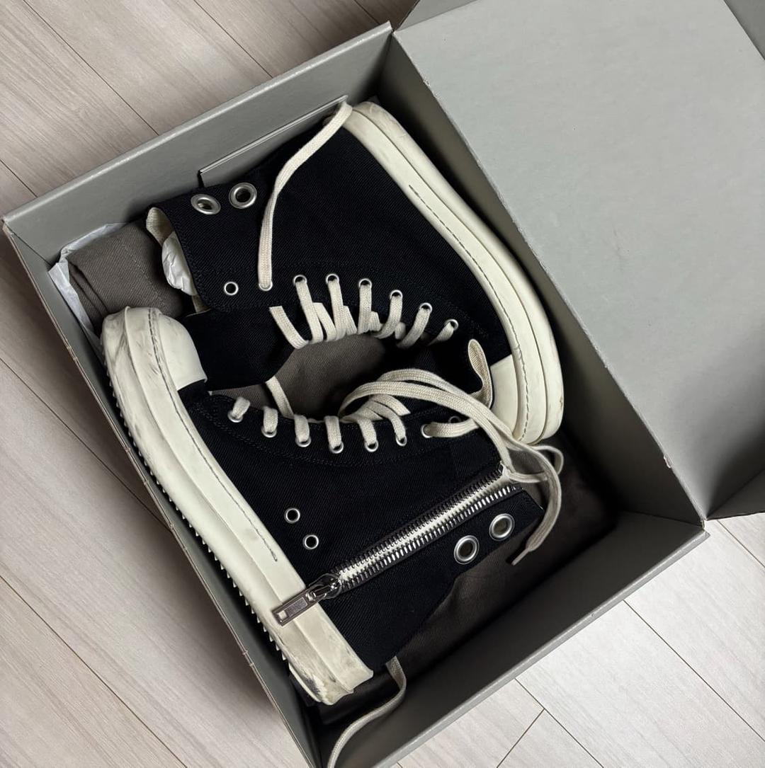 릭오웬스 블랙밀크 하이탑 스니커즈 38 | 후루츠패밀리