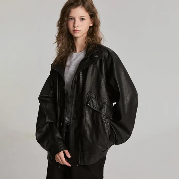 Ovo Casual Leather Blouson (black)