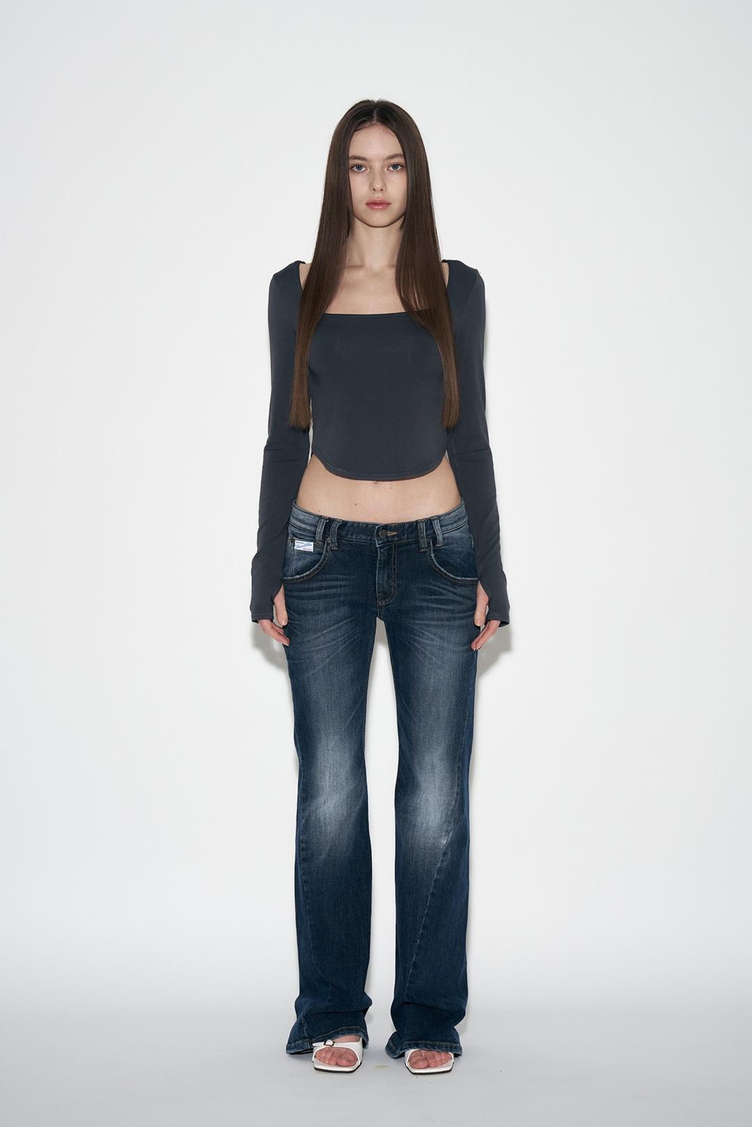 25Vintage Washing Boots-Cut Denim (Blue)