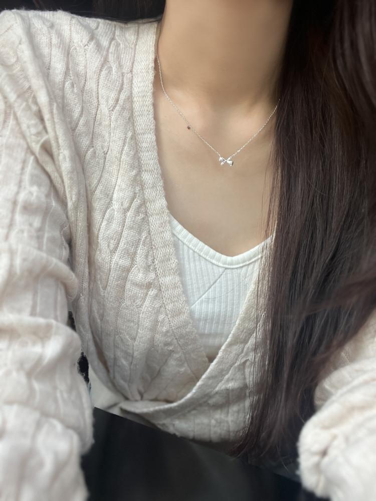 silver925 실크 리본 목걸이