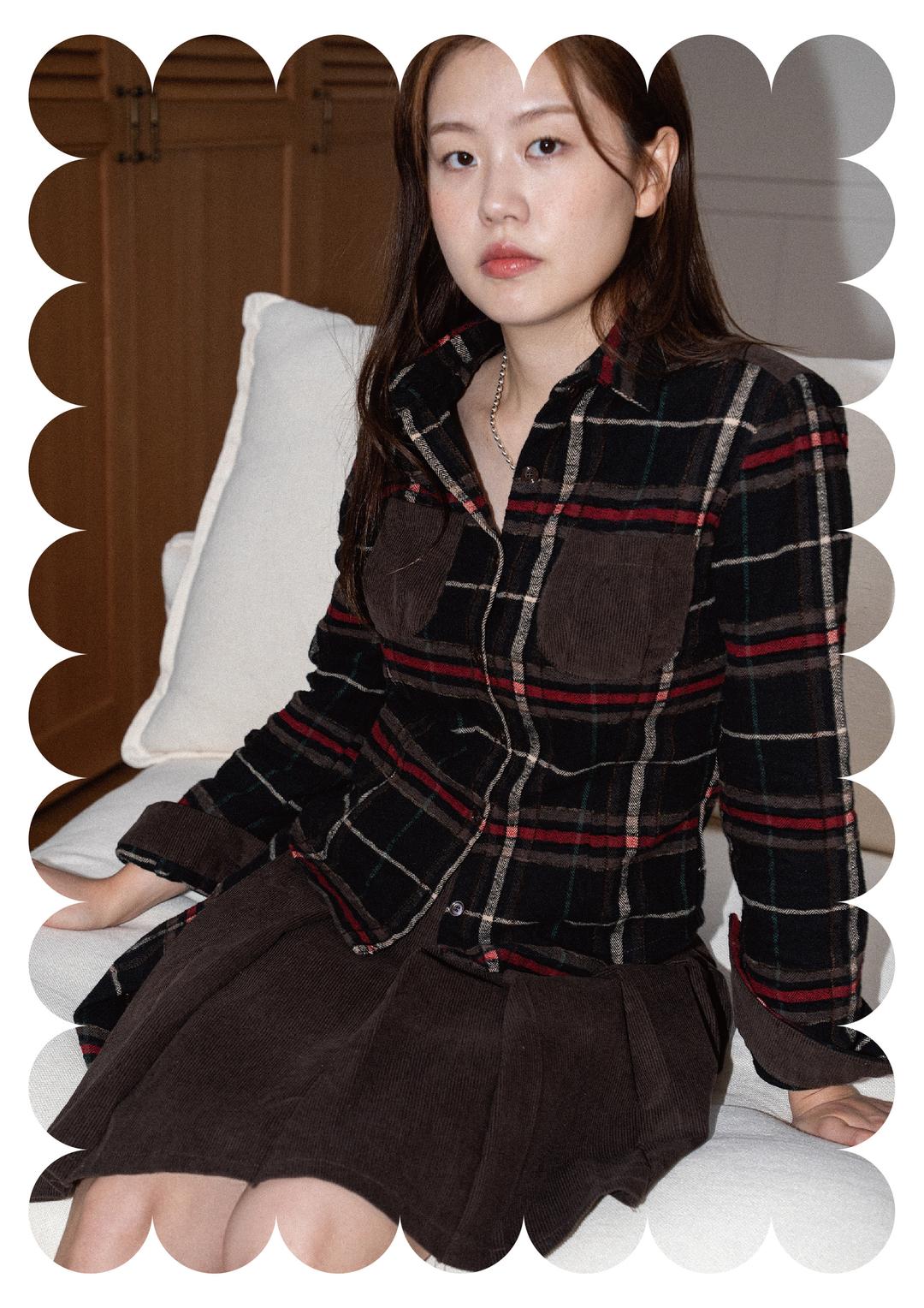 ☁︎{pattern} check shirts (brown)