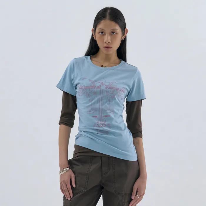 Flower Tattoo Tee Blue