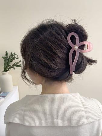 이런 상품 어때요? 국내제작 리본 진주 빅사이즈 짱짱한 올림머리 반머리 헤어 집게핀 13 color