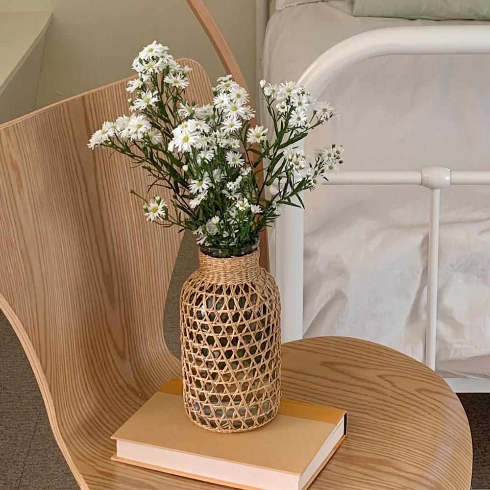 진심디자인 조앤 라탄 화병 내츄럴 인테리어 조화 생화 꽃병
