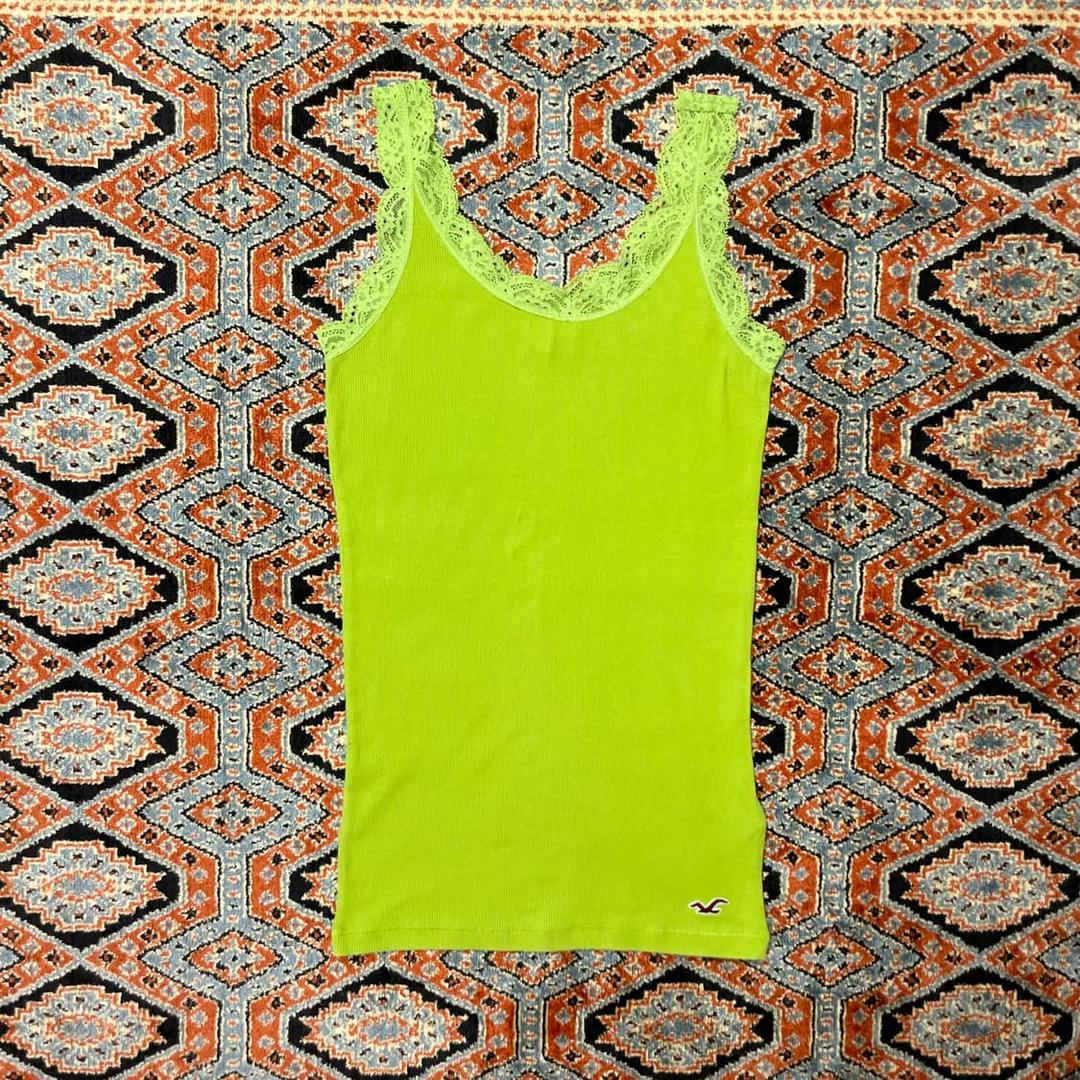 홀리스터 연두 레이스 나시티셔츠 여성L | 후루츠패밀리