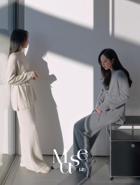 [Muse12]라쿤 하프넥 벨티드 니트 세트