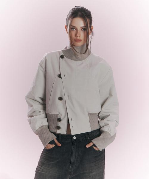 Sena High Neck Button Jacket (Cloudy)