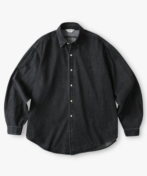 시티보이 빅오버 워싱 데님 셔츠_Black