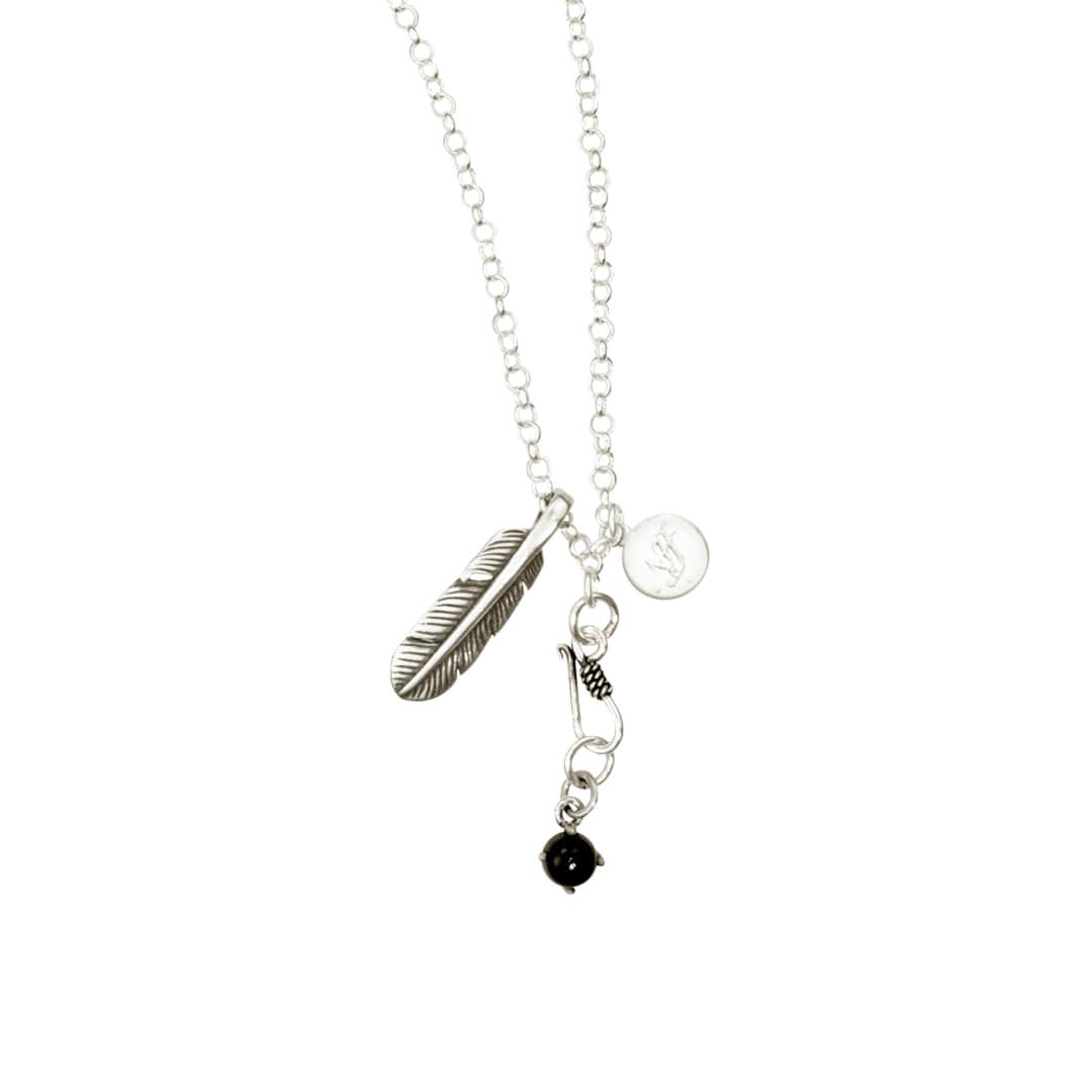 [silver925] plume onyx necklace-silver