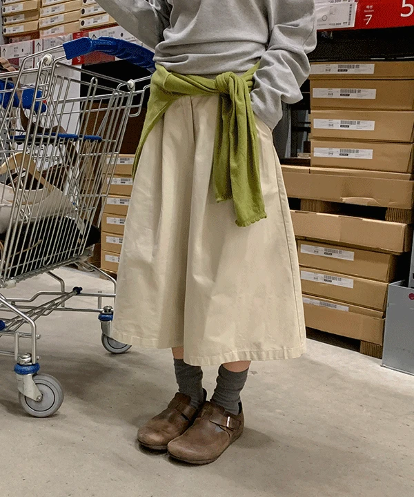 [종아리커버✨] 미닛 코튼 핀턱 롱 버뮤다 팬츠  뒷밴딩 A라인 7부 8부 반바지 코튼팬츠 면바지