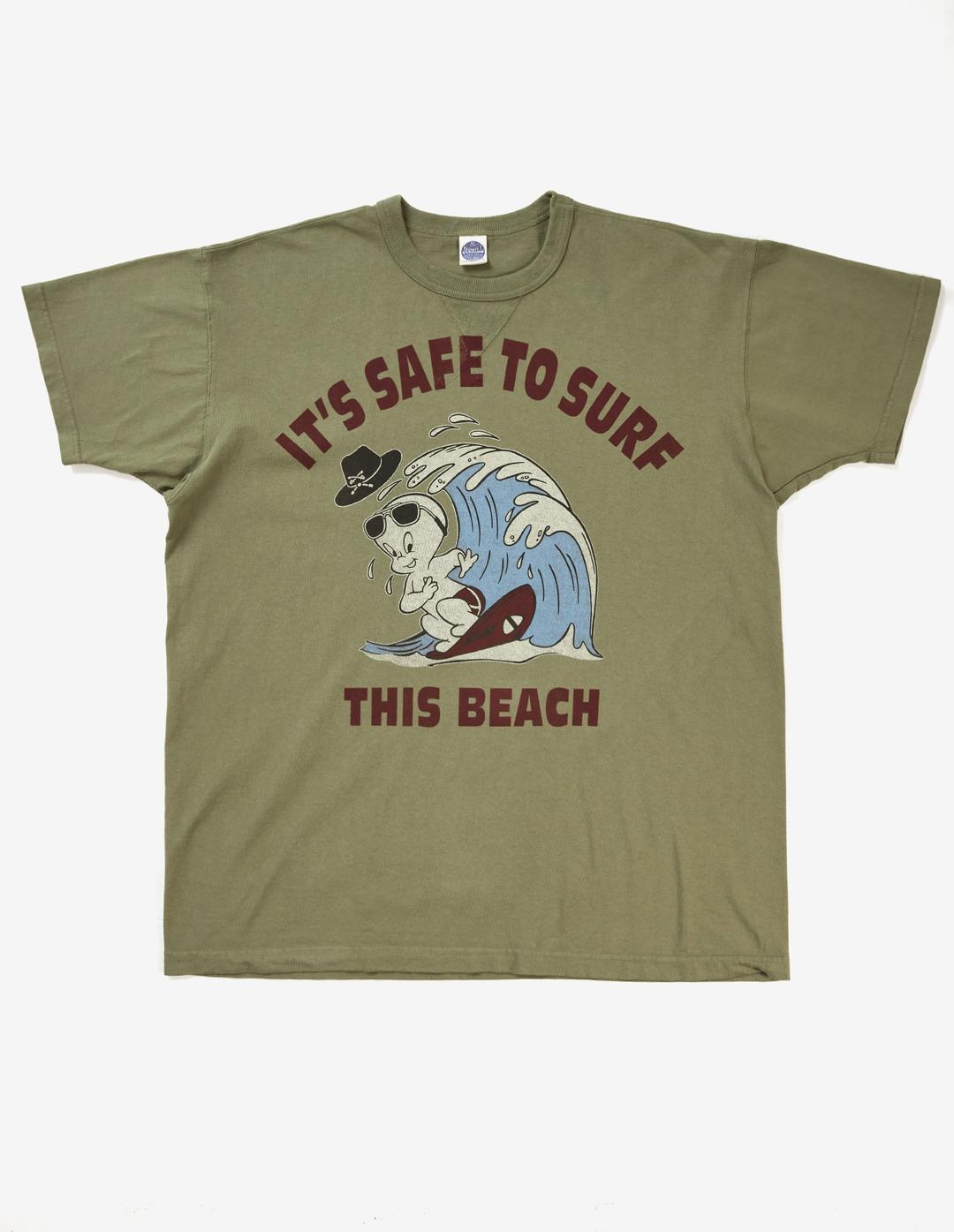 TMC2504 CASPER TEE "IT'S SAFE TO SURF\" (Olive)
