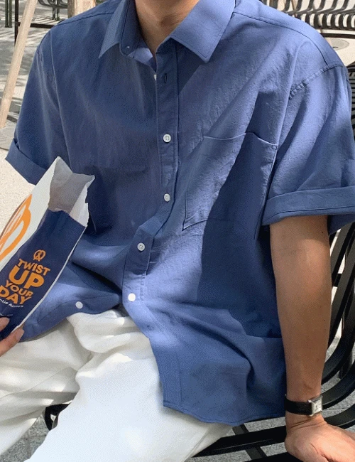 데일리 린넨 라이크 하프셔츠 (10color)