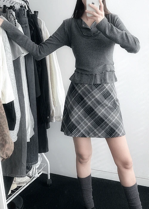 프레피 체크 스커트 (2C)