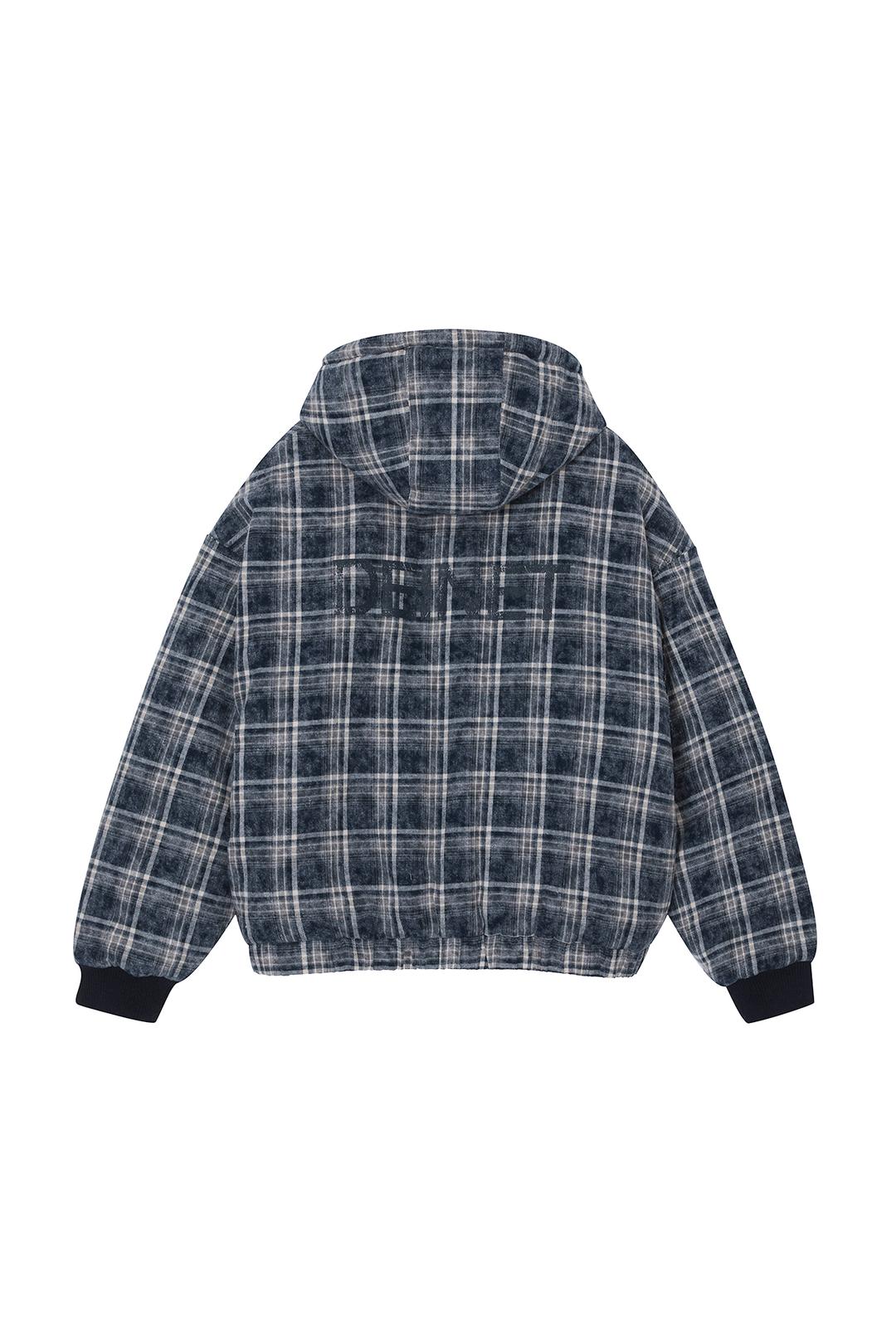 DEINET CHECK PADDING JACKET IN NAVY