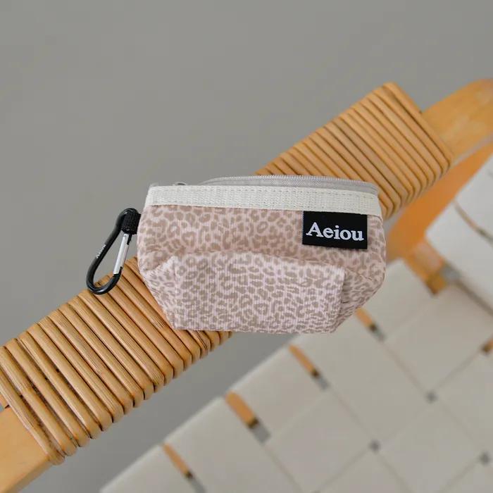 Aeiou Keyring Pouch (S) Leopard Pink Corduroy