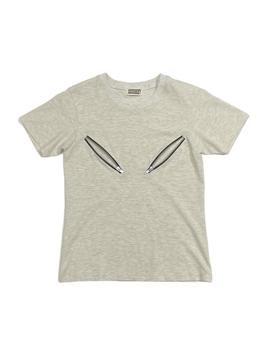 Angry zip 18+ tee light grey