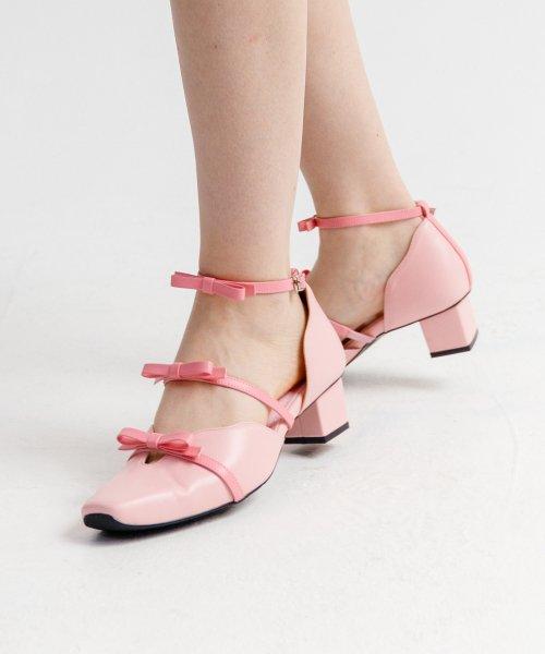쓰리 스트랩 러브타이 슈즈 (핑크)
