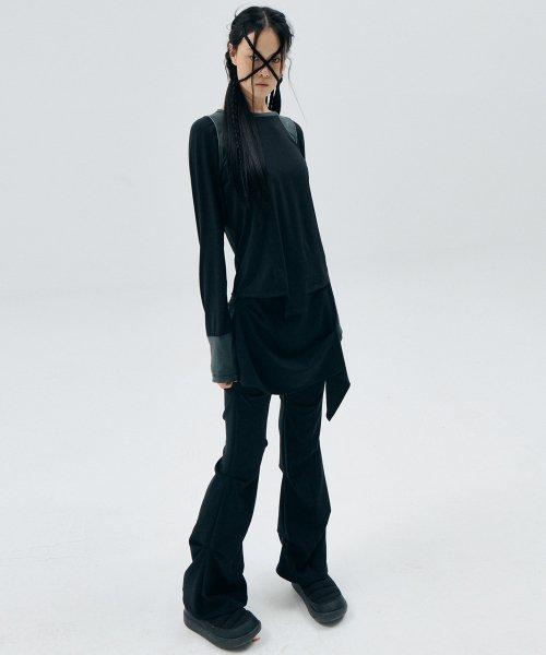 Wrap Over Tuck Pants / Black