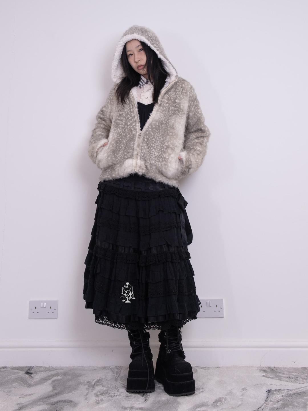 TSUMORI CHISATO ZIP UP FAWN FUR HOODIE