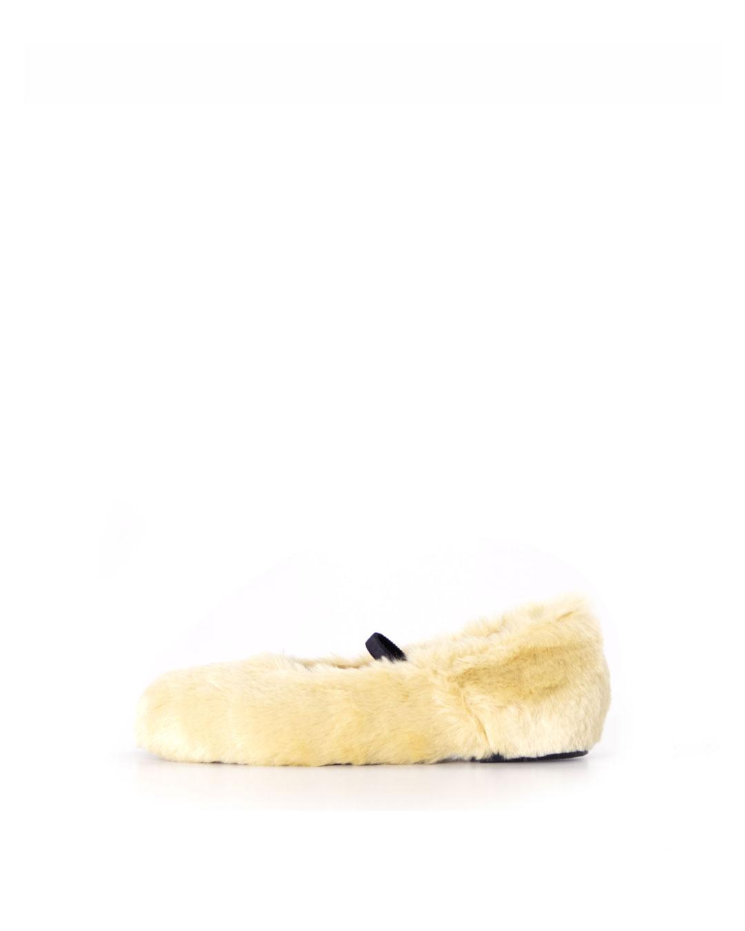 Furry Ballerina Flats - Yellow