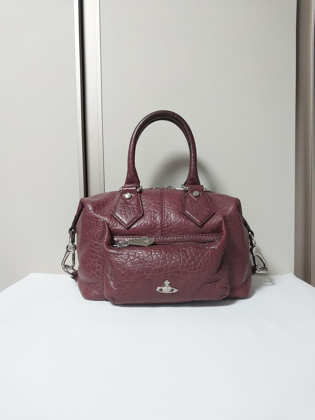 RARE 비비안웨스트우드 버건디 레더 토트백 | 후루츠패밀리