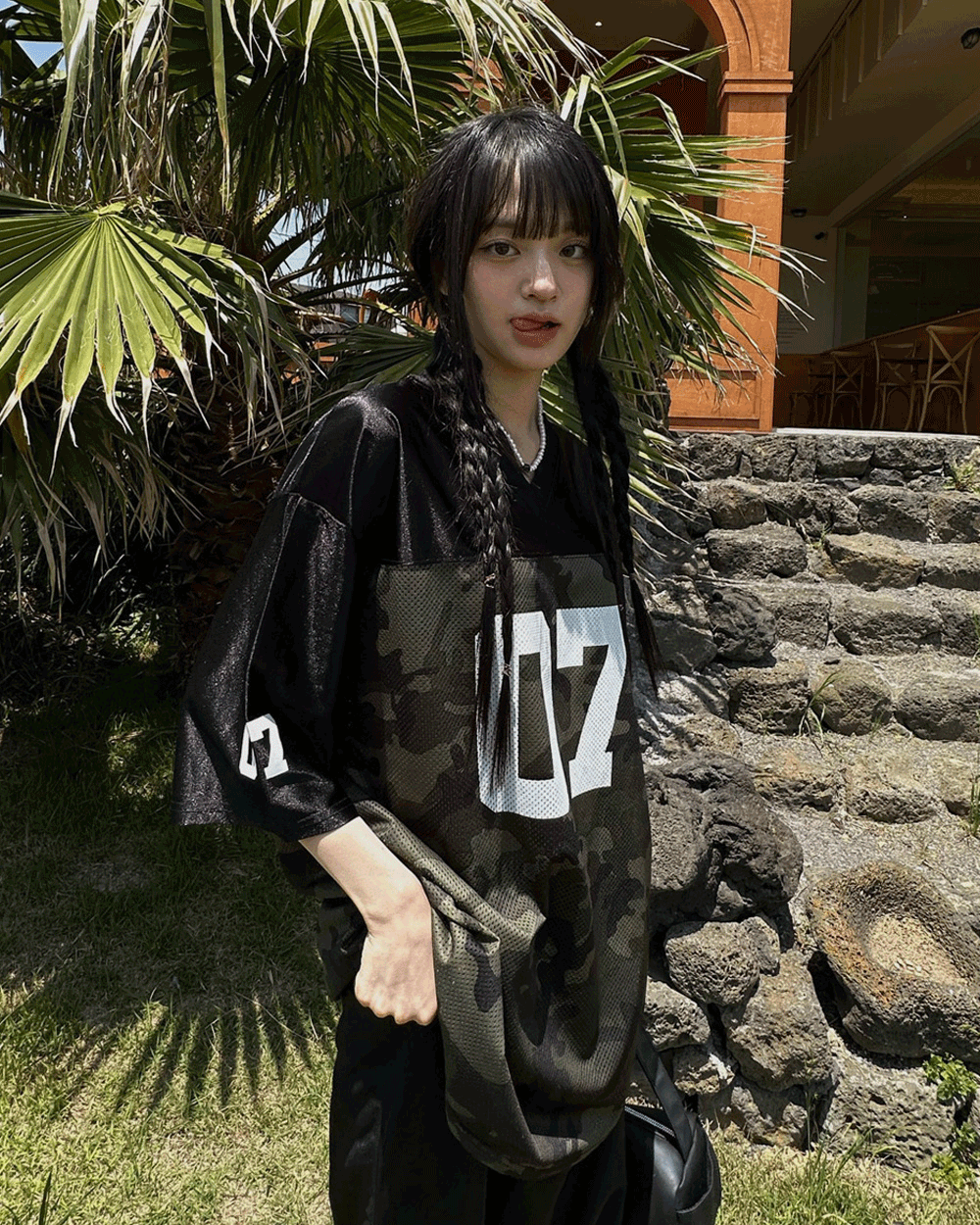 더나이브 [휴양지룩🌴]럭비 매쉬 루즈핏 반팔 티