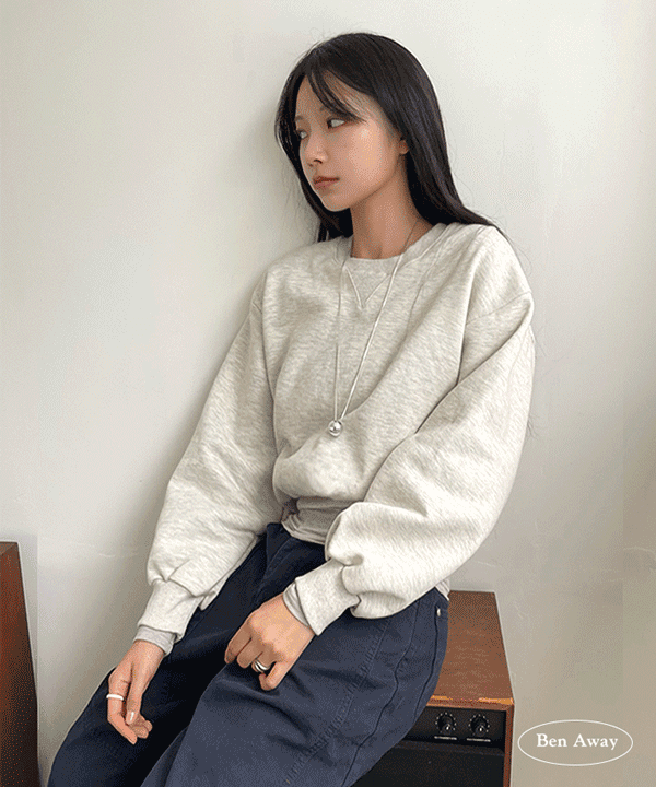 [🍂24가을신상] 번트 오버핏 벌룬 크롭 맨투맨 4C