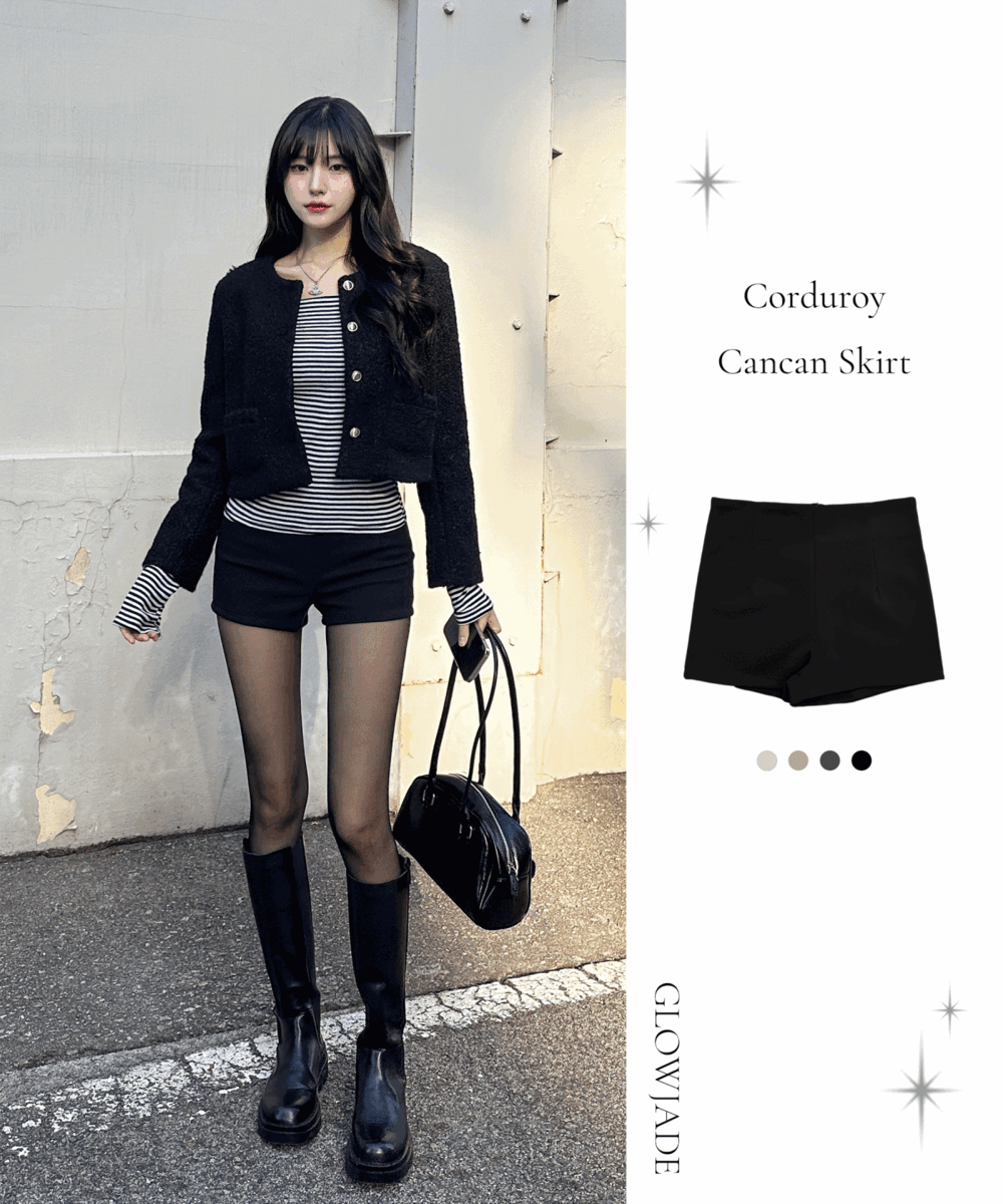 베이직 하이웨스트 절개 모직 숏 팬츠 -4color