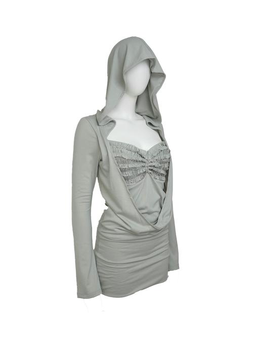 드래이프 후디 드레스 [민트그레이]