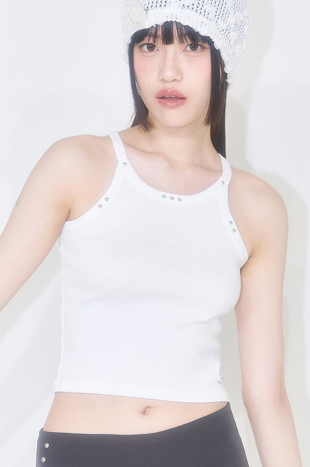 스터드 베이직 탱크 탑 화이트