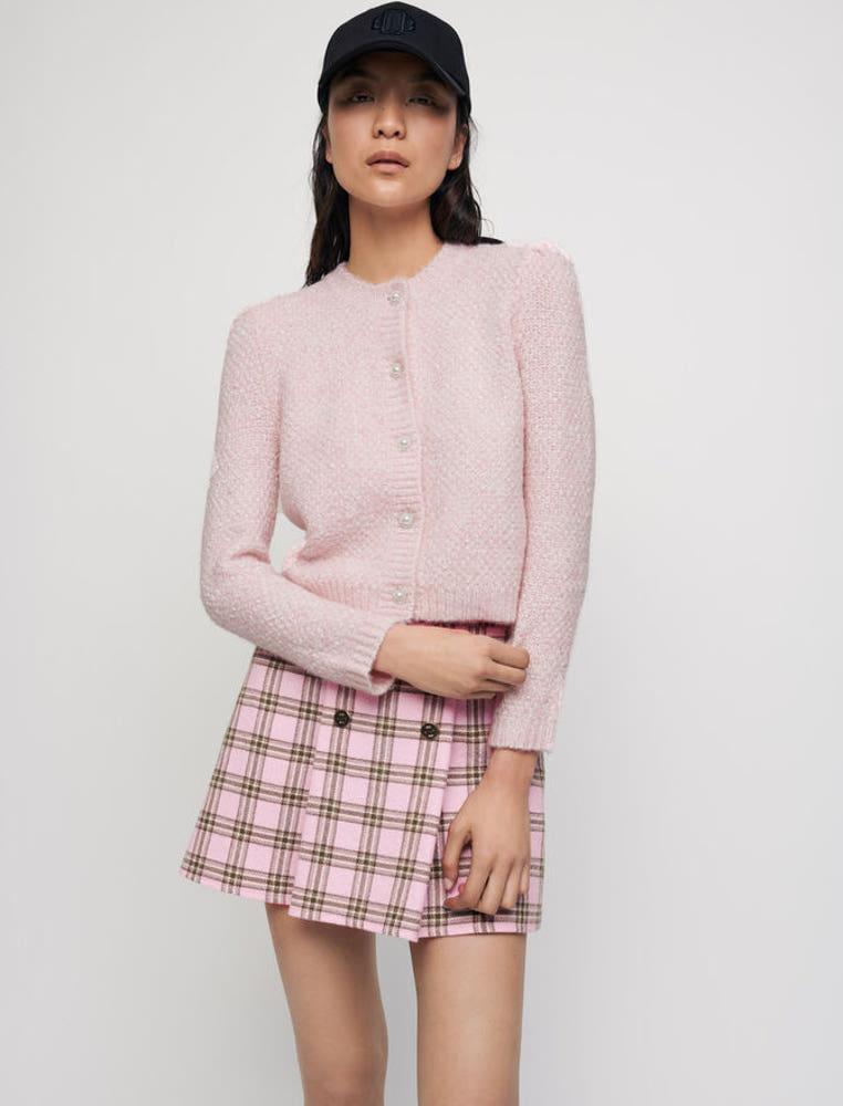 MAJE 마쥬 페일 핑크 루렉스 트렌디 니트 가디건 재입고