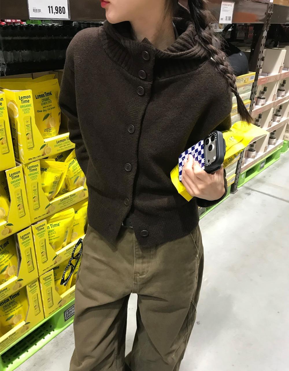 멜로우 버튼 후드 CARDIGAN