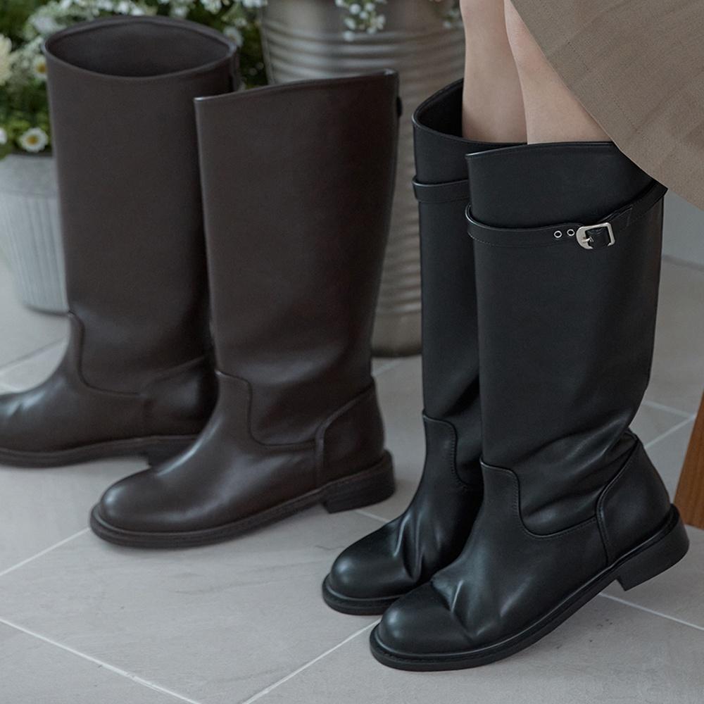 [29CM 단독] r110_라넌 버클 언발란스 롱부츠_2color