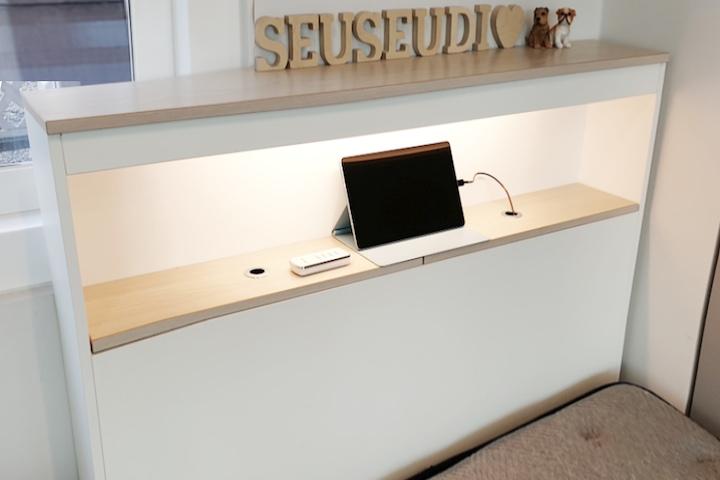 LED조명+히든수납공간! 고퀄리티 수납 침대 헤드 보드(조명 리모컨 포함)